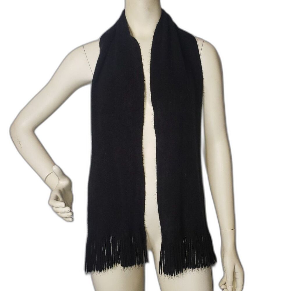 Black Fringe Acrylic Winter Scarf